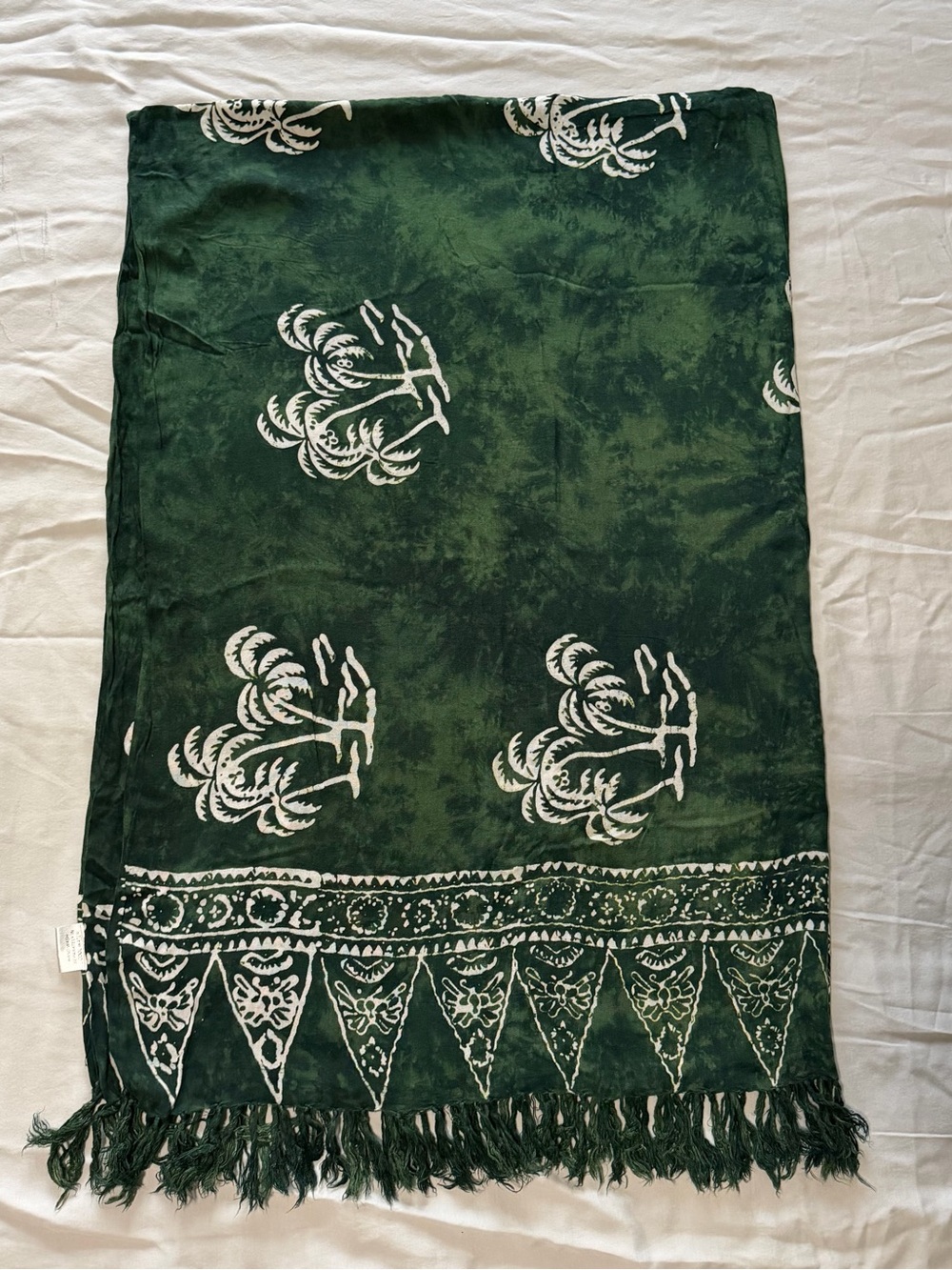 Women Swim Green Palm Print Sarong